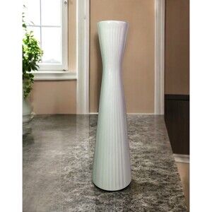 VTG Bavaria Schumann Arzberg Germany Elongated Vase Porcelain Vertical Ridges